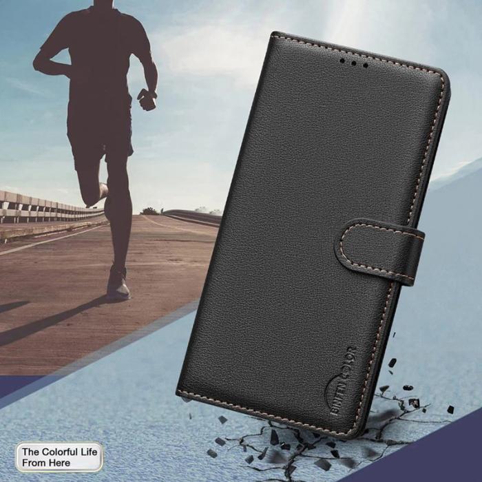 BINFEN COLOR - BINFEN COLOR BF32 Samsung Galaxy A55 5G Plånboksfodral Konstläder Ställ - Svart