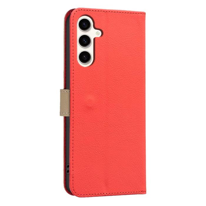 BINFEN COLOR - BINFEN Samsung Galaxy A35 5G Fodral Äkta Läder RFID Skydd - Röd