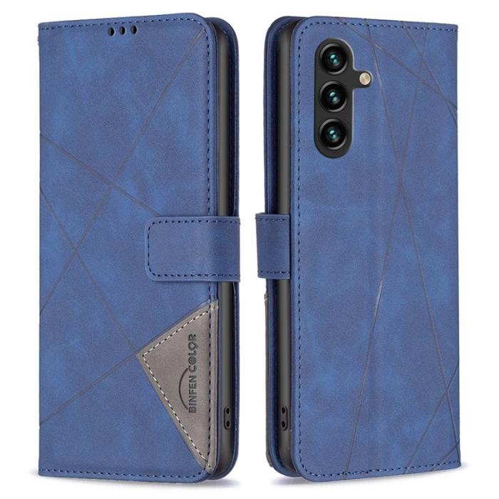 BINFEN COLOR - BINFEN Samsung Galaxy A35 5G Fodral Konstläder Geometry - Blå