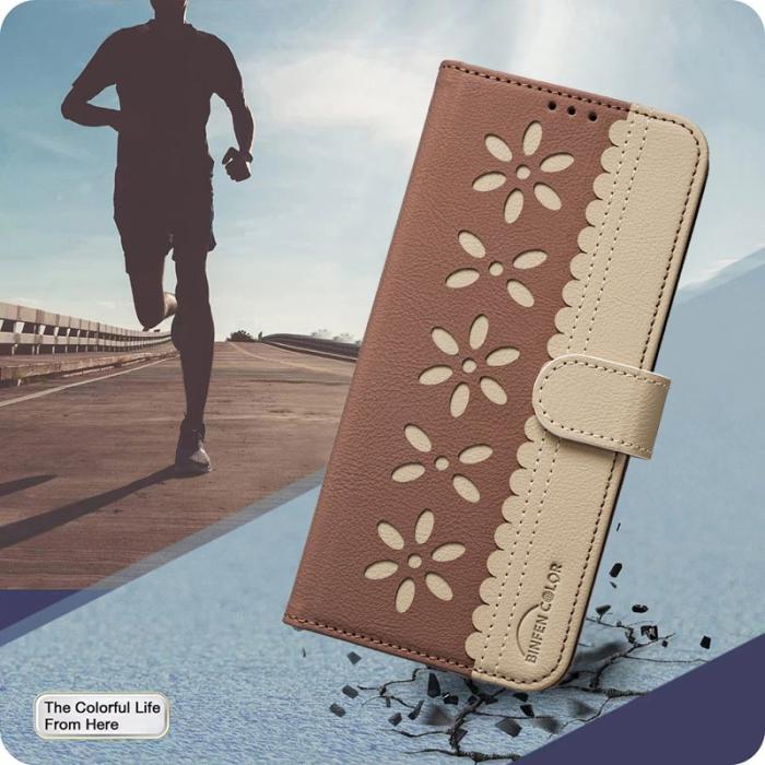 BINFEN COLOR - BINFEN Samsung Galaxy A37 Plånboksfodral Konstläder RFID Skydd - Brun