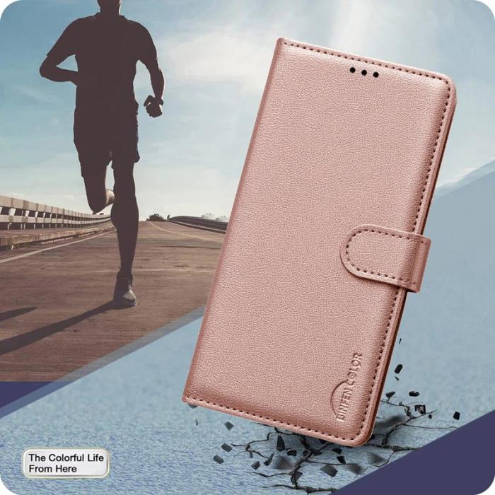 BINFEN COLOR - BINFEN Samsung Galaxy A37 Plånboksfodral Konstläder RFID Skydd - Rosa Gold