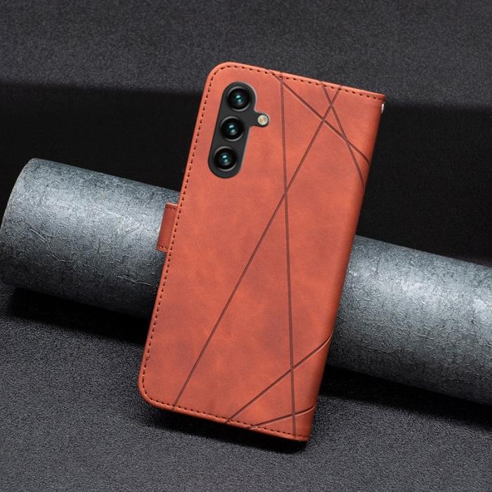 BINFEN COLOR - BINFEN Samsung Galaxy A55 5G Plånboksfodral Konstläder Geometri - Brun