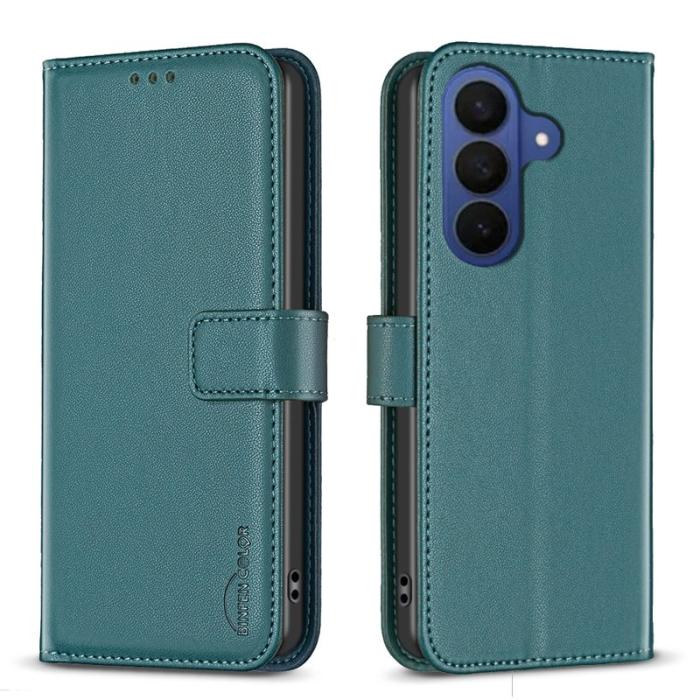 OEM - BINFEN Samsung Galaxy S26 Pro Fodral Folio Flip Äkta Läder - Grön