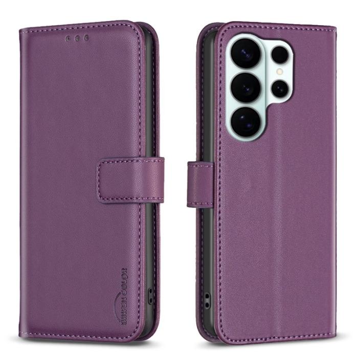 BINFEN COLOR - BINFEN Samsung Galaxy S26 Ultra Fodral Folio Flip Konstläder - Mörklila