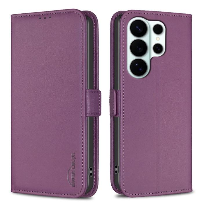 BINFEN COLOR - BINFEN Samsung Galaxy S26 Ultra Fodral PU Läder Flip Folio - Mörklila