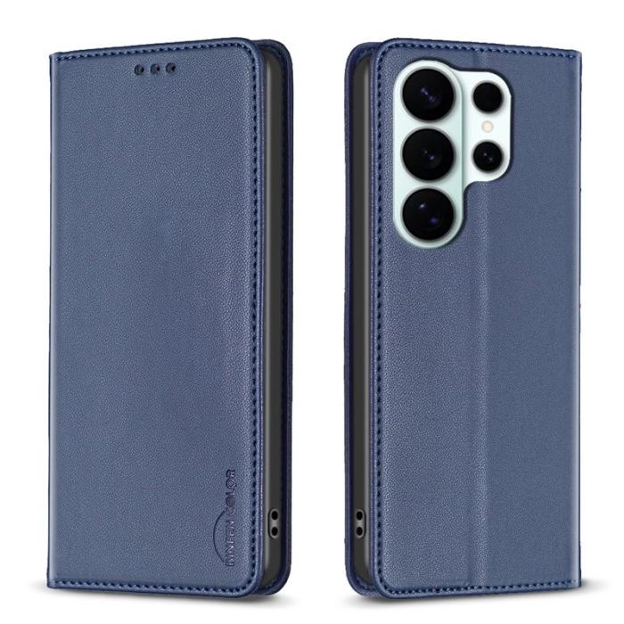 BINFEN COLOR - BINFEN Samsung Galaxy S26 Ultra Skal Äkta Läder Ställfodral - Blå
