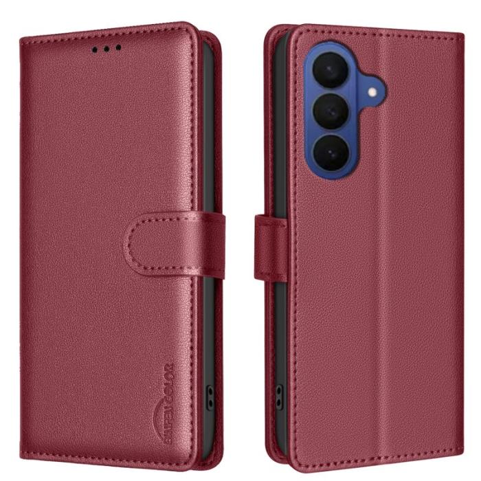 BINFEN COLOR - BINFEN Samsung Galaxy S26 Pro Fodral Äkta Läder RFID Skydd - Röd