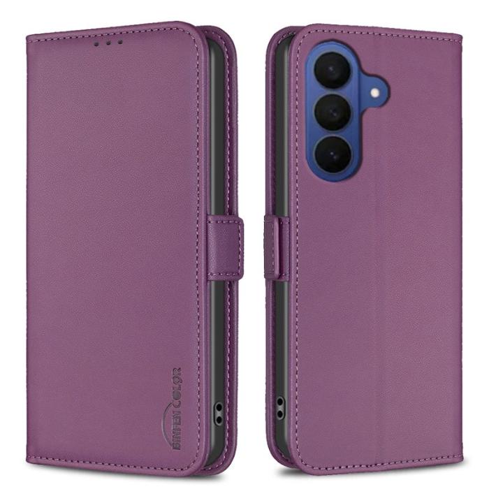 BINFEN COLOR - BINFEN Samsung Galaxy S26 Pro Fodral PU Läder Flip Folio - Mörklila