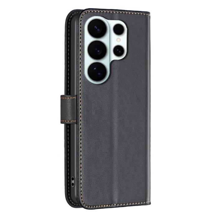 BINFEN COLOR - BINFEN Samsung Galaxy S26 Ultra Fodral Folio Flip Äkta Läder - Svart