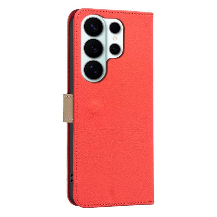 BINFEN COLOR - BINFEN Samsung Galaxy S26 Ultra Fodral RFID Skydd Äkta Läder - Röd