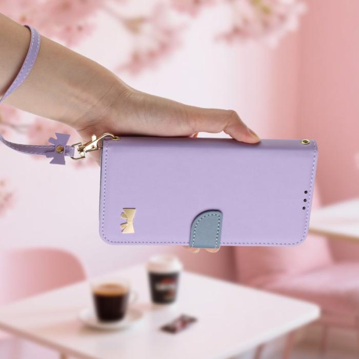 OEM - Bowknot Samsung Galaxy A55 5G Plånboksfodral Konstläder - Lila