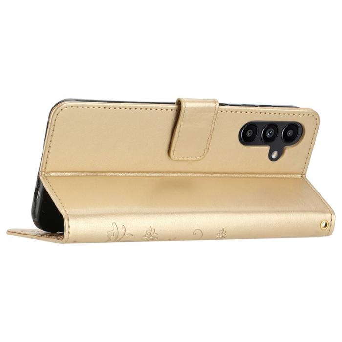 OEM - Butterfly Samsung Galaxy A55 5G Fodral KonstLäder - Guld