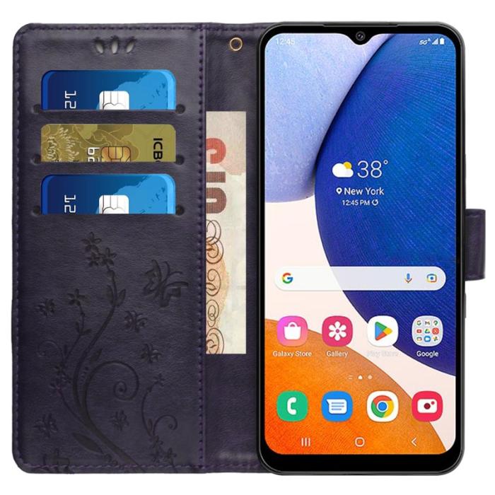 OEM - Butterfly Samsung Galaxy A55 5G Fodral KonstLäder - Lila