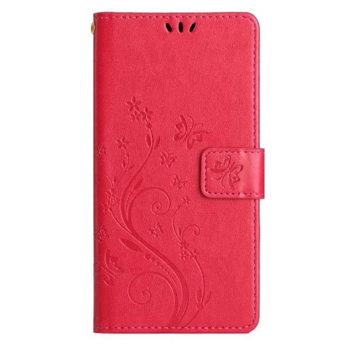 OEM - Butterfly Samsung Galaxy A55 5G Fodral KonstLäder - Röd