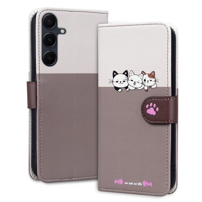 OEM - Cartoon Samsung Galaxy A55 5G Plånboksfodral Splicing Konstläder - Bean Rosa