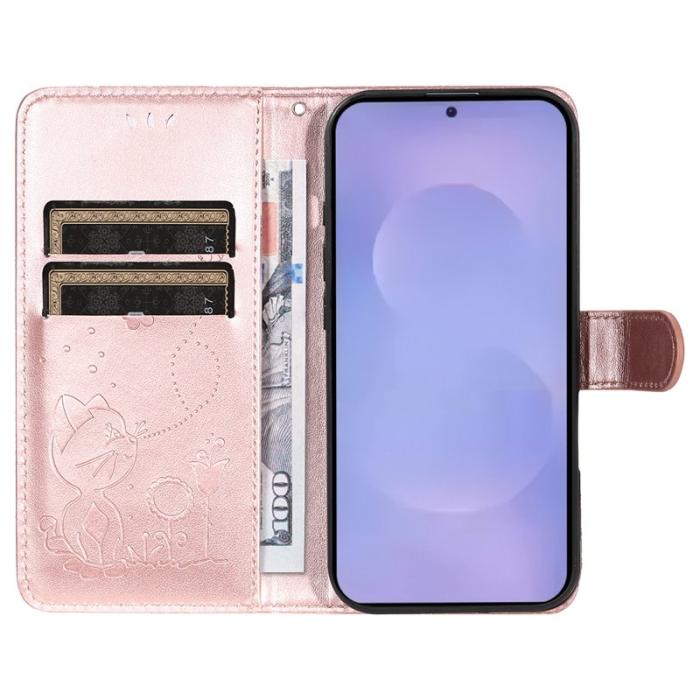 OEM - Cat Bee Samsung Galaxy S26 / S26 Pro Fodral Äkta Läder - Roséguld