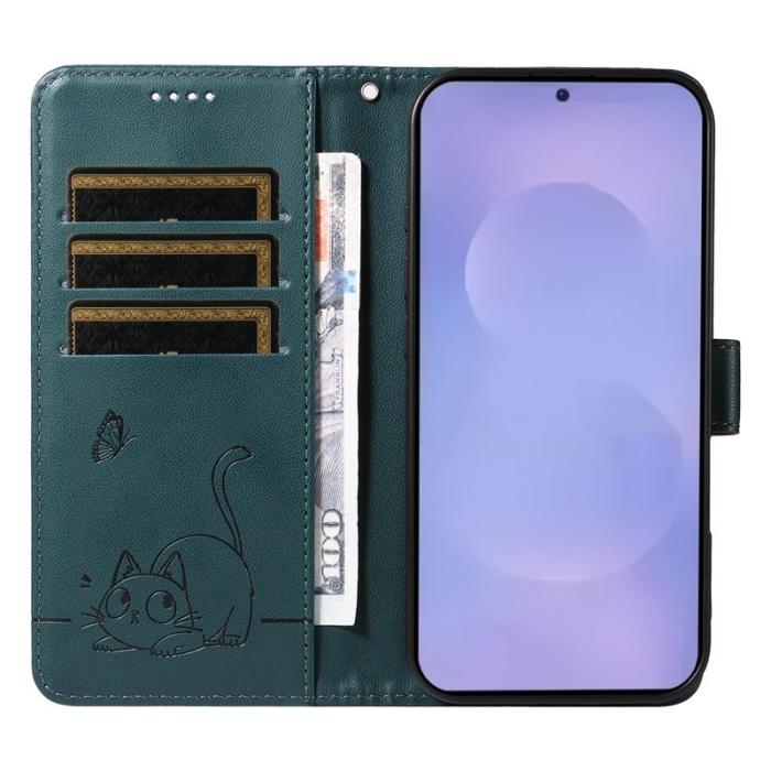 OEM - Cat Pattern Imprint Samsung Galaxy S26+ Mobilskal KonstLäder - Blå