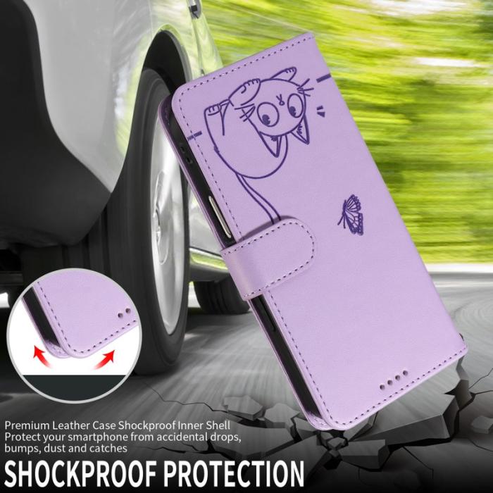 OEM - Cat Pattern Imprint Samsung Galaxy S26+ Mobilskal KonstLäder - Lila