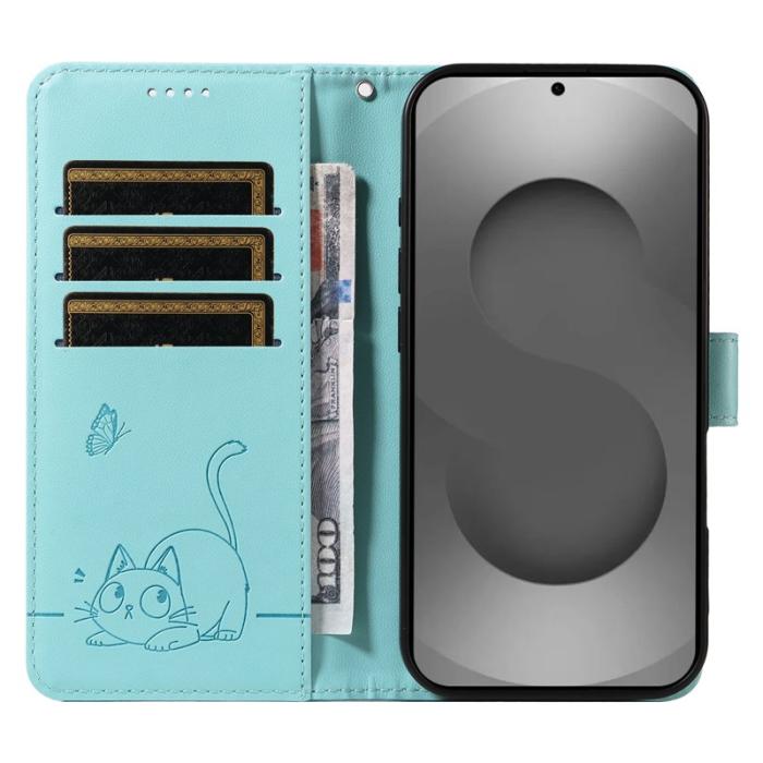 OEM - Cat Pattern Samsung Galaxy S26 Ultra Mobilskal KonstLäder - Grön