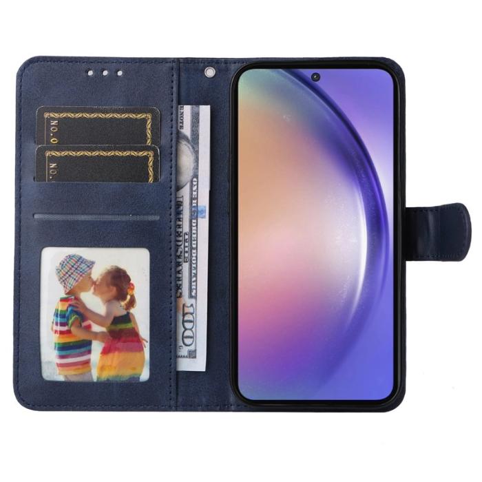 OEM - Classic Samsung Galaxy A55 5G Skal Äkta Läder - Blå