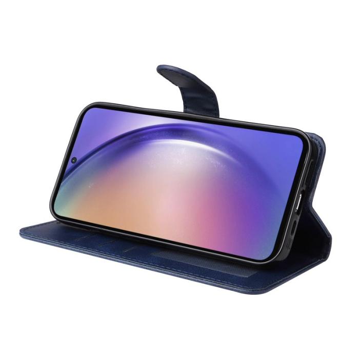 OEM - Classic Samsung Galaxy A55 5G Skal Äkta Läder - Blå