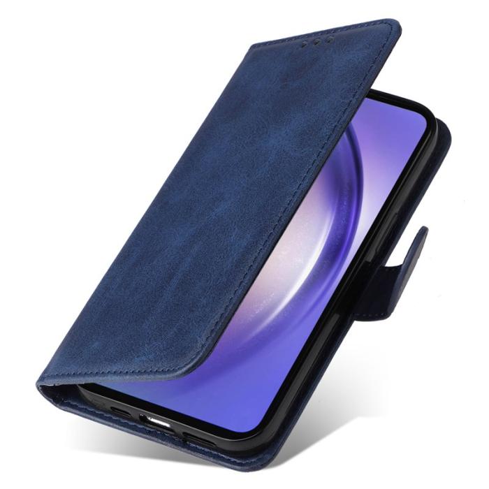 OEM - Classic Samsung Galaxy A55 5G Skal Äkta Läder - Blå