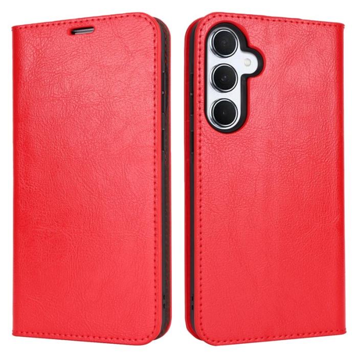 OEM - Crazy Horse Samsung Galaxy A55 5G Plånboksfodral Äkta Läder + Plast - Röd