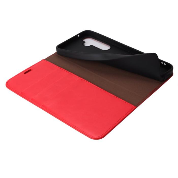 OEM - Crazy Horse Samsung Galaxy A55 5G Plånboksfodral Äkta Läder + Plast - Röd