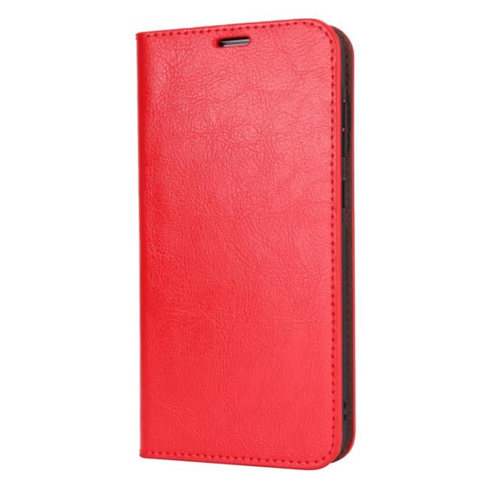 OEM - Crazy Horse Samsung Galaxy A55 5G Plånboksfodral Äkta Läder + Plast - Röd