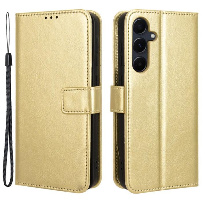 OEM - Crazy Horse Samsung Galaxy A55 5G Plånboksfodral Konstläder Stötbeständig - Guld