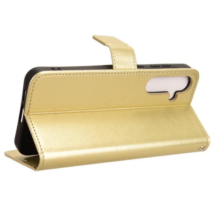 OEM - Crazy Horse Samsung Galaxy A55 5G Plånboksfodral Konstläder Stötbeständig - Guld