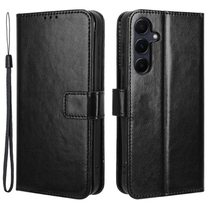 OEM - Crazy Horse Samsung Galaxy A55 5G Plånboksfodral Konstläder Stötskydd - Svart