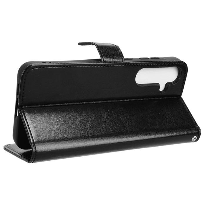 OEM - Crazy Horse Samsung Galaxy A55 5G Plånboksfodral Konstläder Stötskydd - Svart
