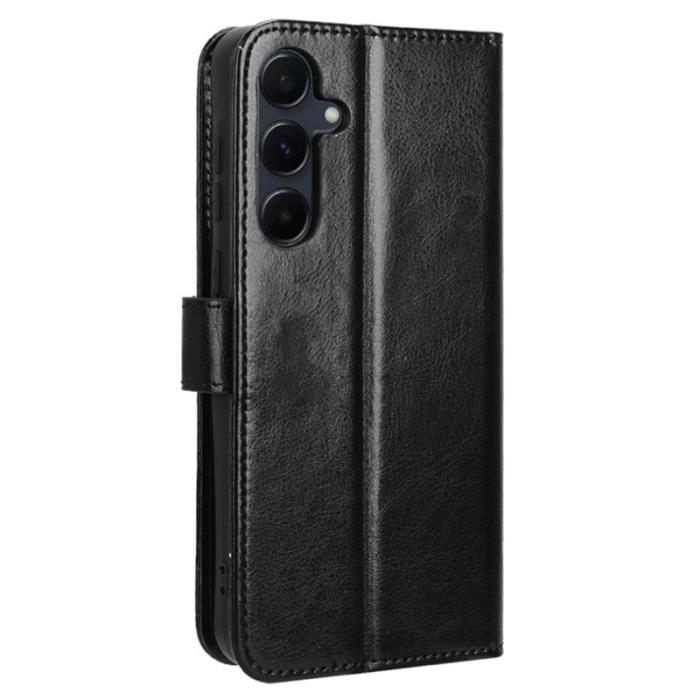 OEM - Crazy Horse Samsung Galaxy A55 5G Plånboksfodral Konstläder Stötskydd - Svart