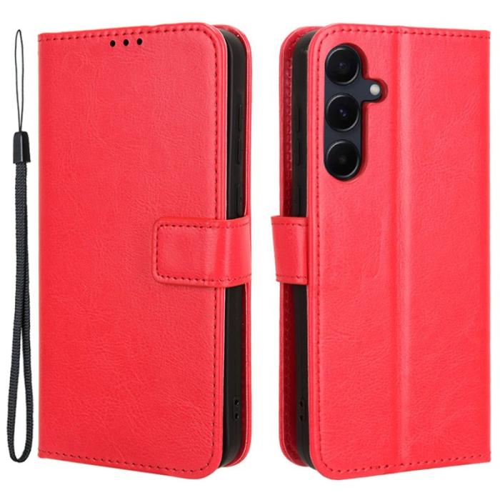 OEM - Crazy Horse Samsung Galaxy A55 5G Plånboksfodral Konstläder Stöttålig - Röd