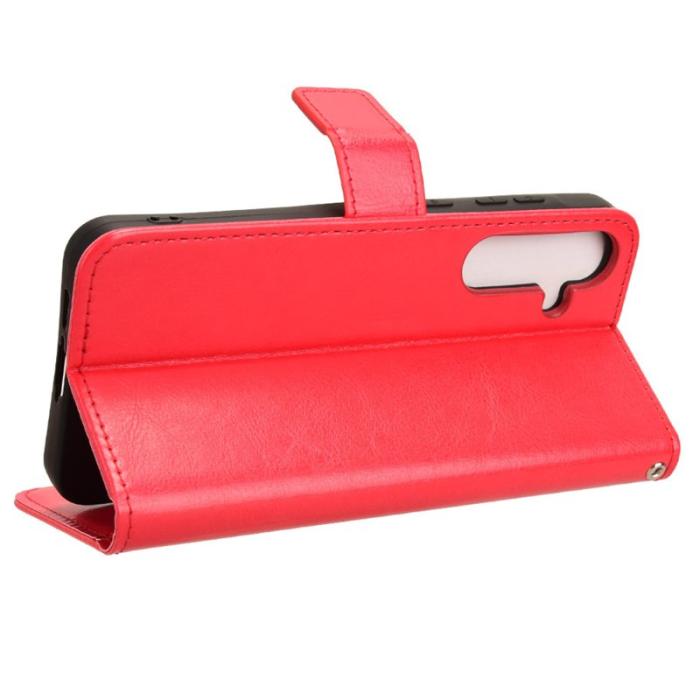 OEM - Crazy Horse Samsung Galaxy A55 5G Plånboksfodral Konstläder Stöttålig - Röd