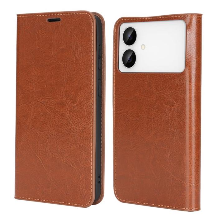 ABEEL - Crazy Horse Samsung Galaxy S26 Edge Plånboksfodral Äkta Läder - Ljusbrun