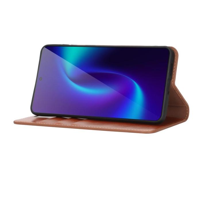 ABEEL - Crazy Horse Samsung Galaxy S26 Edge Plånboksfodral Äkta Läder - Ljusbrun