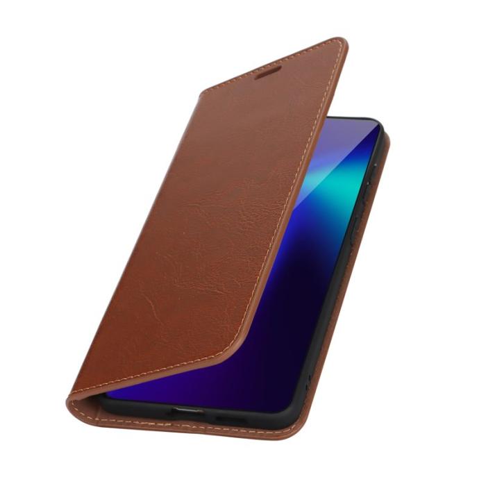 ABEEL - Crazy Horse Samsung Galaxy S26 Edge Plånboksfodral Äkta Läder - Ljusbrun