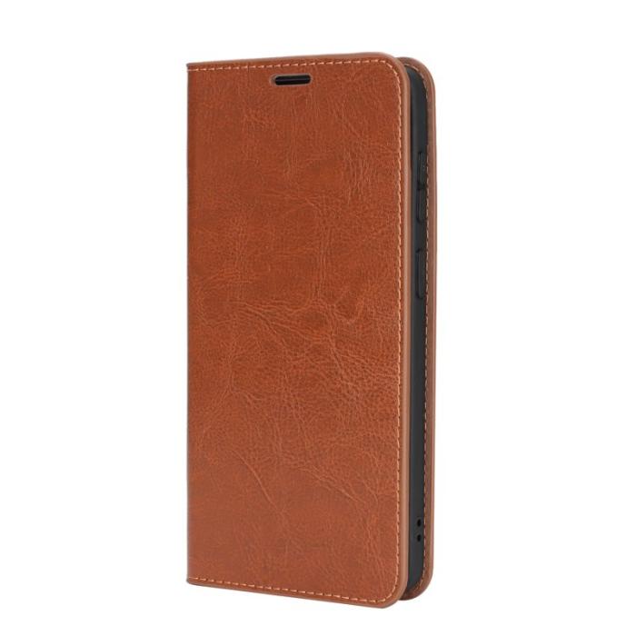 ABEEL - Crazy Horse Samsung Galaxy S26 Edge Plånboksfodral Äkta Läder - Ljusbrun