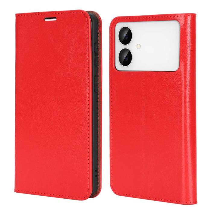 OEM - Crazy Horse Samsung Galaxy S26 Edge Plånboksfodral Äkta Läder - Röd