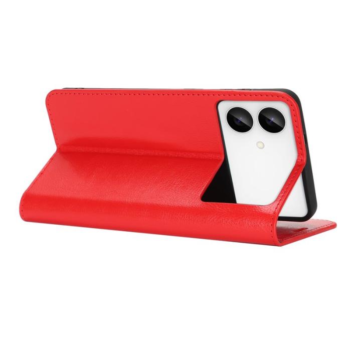 OEM - Crazy Horse Samsung Galaxy S26 Edge Plånboksfodral Äkta Läder - Röd