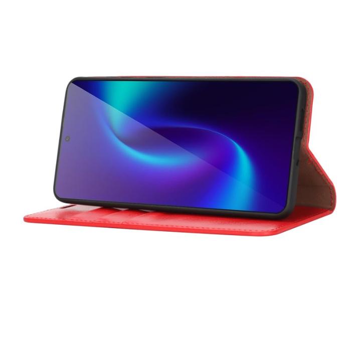 OEM - Crazy Horse Samsung Galaxy S26 Edge Plånboksfodral Äkta Läder - Röd