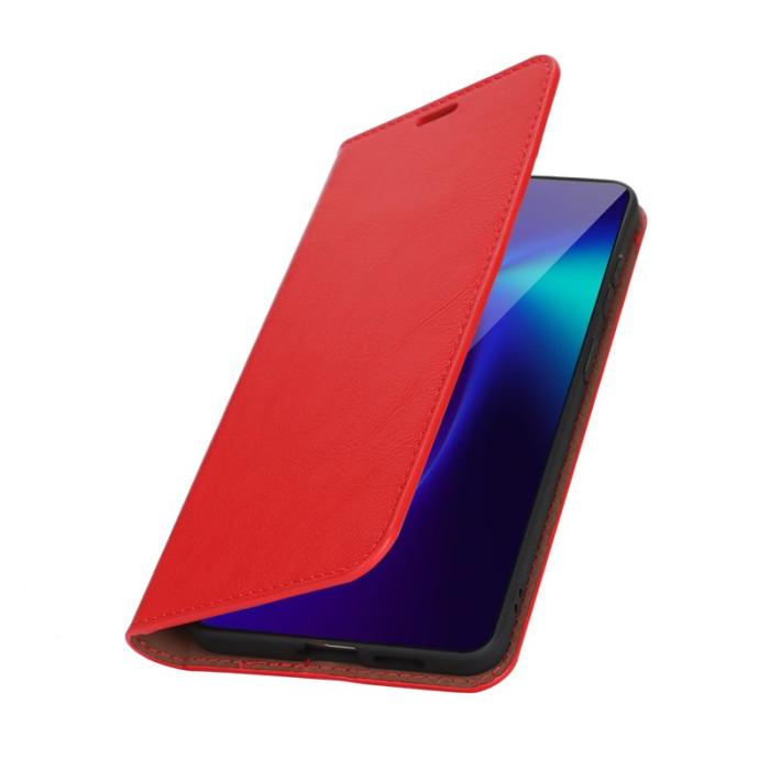 OEM - Crazy Horse Samsung Galaxy S26 Edge Plånboksfodral Äkta Läder - Röd