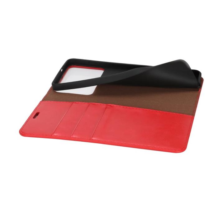 OEM - Crazy Horse Samsung Galaxy S26 Edge Plånboksfodral Äkta Läder - Röd