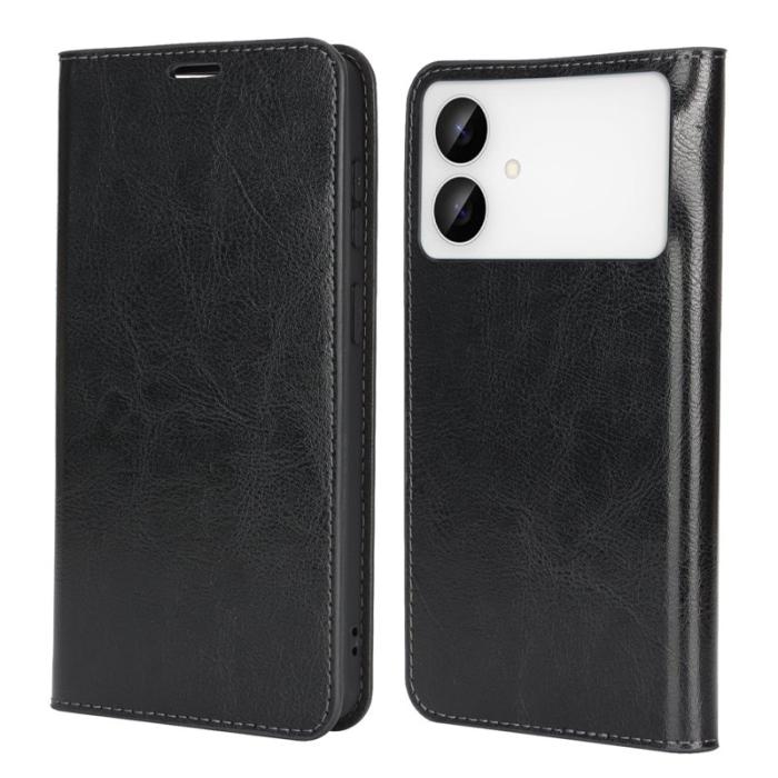 ABEEL - Crazy Horse Samsung Galaxy S26 Edge Plånboksfodral Äkta Läder - Svart