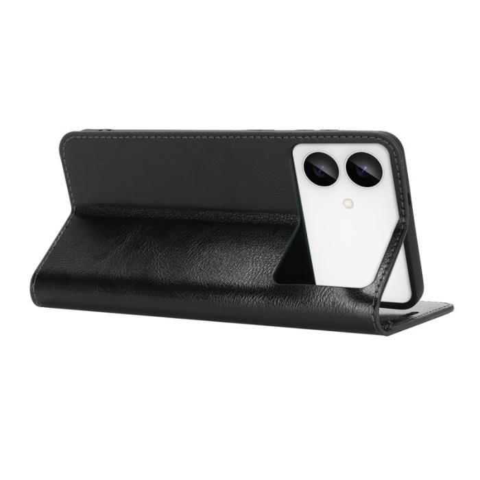 ABEEL - Crazy Horse Samsung Galaxy S26 Edge Plånboksfodral Äkta Läder - Svart