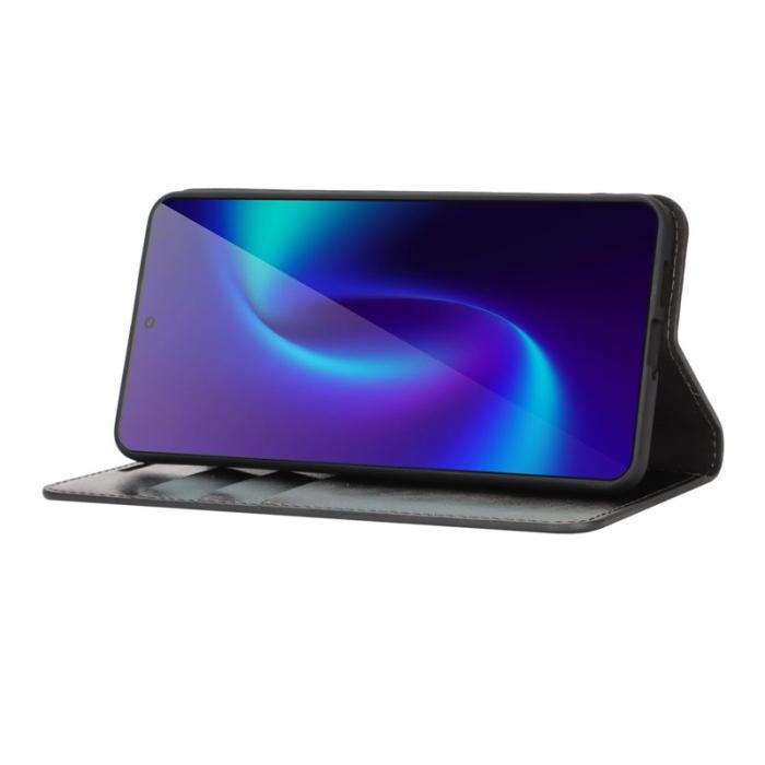 ABEEL - Crazy Horse Samsung Galaxy S26 Edge Plånboksfodral Äkta Läder - Svart