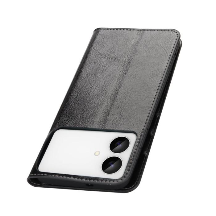 ABEEL - Crazy Horse Samsung Galaxy S26 Edge Plånboksfodral Äkta Läder - Svart