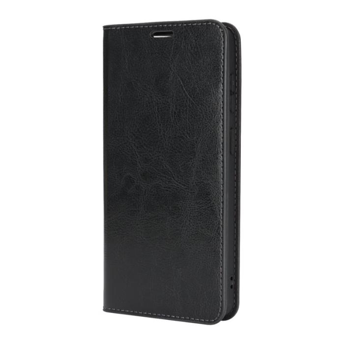 ABEEL - Crazy Horse Samsung Galaxy S26 Edge Plånboksfodral Äkta Läder - Svart